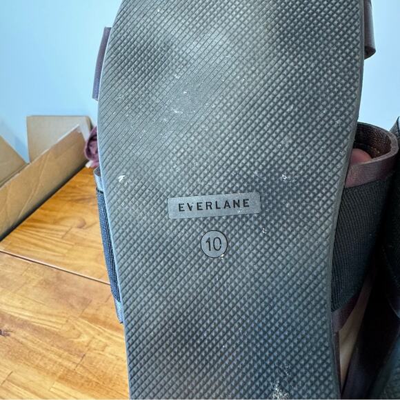 Everlane The Form Burgundy Wine Leather Two Strap Slide Sandals Size 10 - Picture 6 of 6